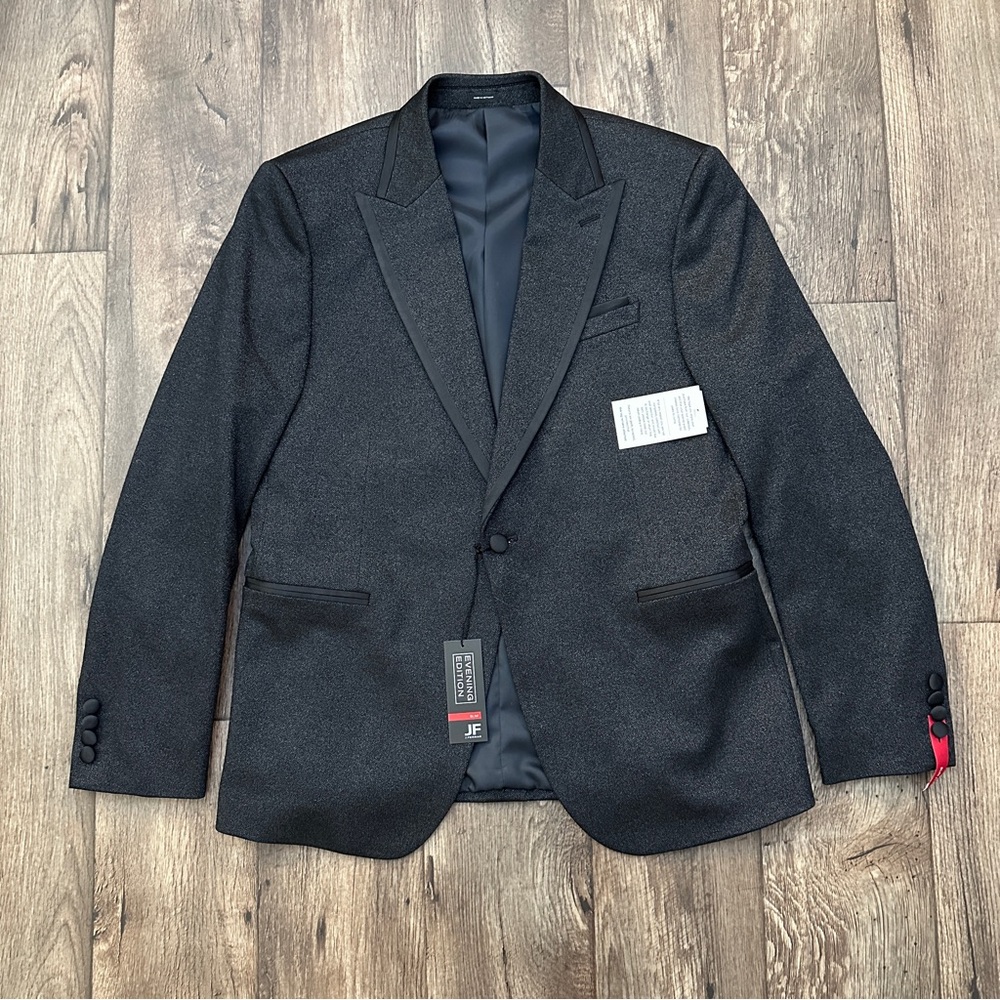 J Ferrar JF Prom Wedding Party Tuxedo Menโs Size 44 Reg Black Shine